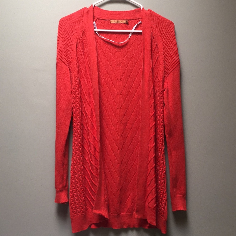Orange Long Knitted Cardigan